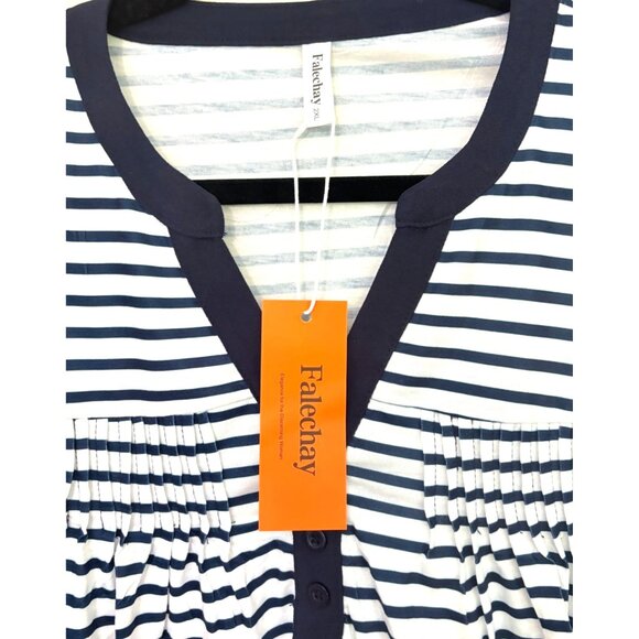 Falechay Womens 2XL Striped Top With Puff Sleeves & Button Detail - Picture 7 of 12